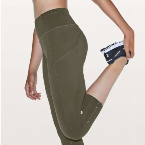 Lululemon Fast & Free Crop II *Nulux 19" Dark Olive 4